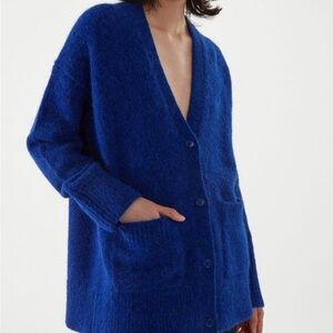 COS Blue cobalt Cardigan Sweater alpaca & wool